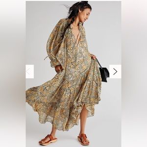 NWT Free People Feeling Groovy Maxi Dress, S, Black Combo